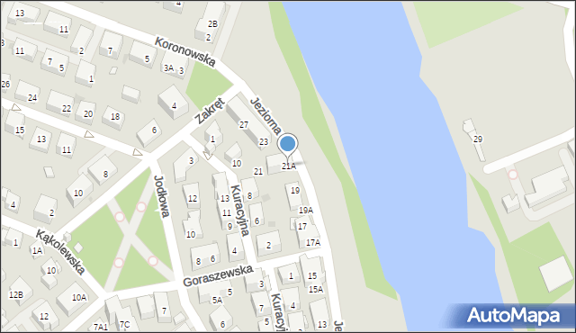 Warszawa, Jeziorna, 21A, mapa Warszawy