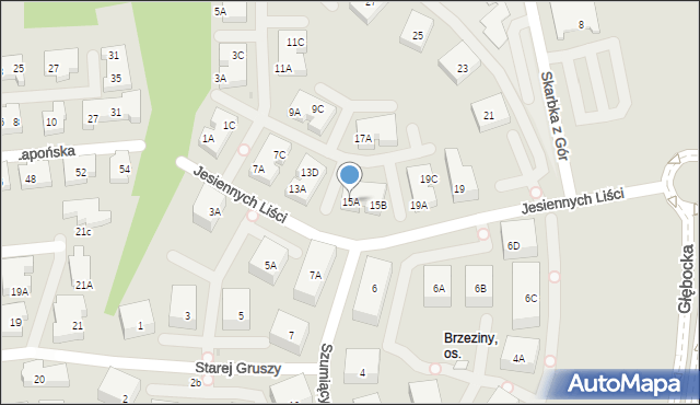 Warszawa, Jesiennych Liści, 15A, mapa Warszawy