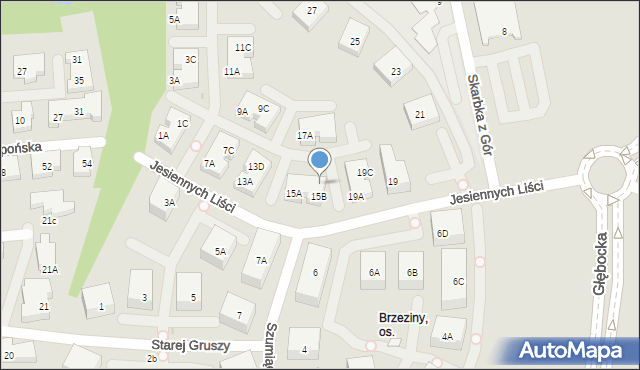 Warszawa, Jesiennych Liści, 15C, mapa Warszawy