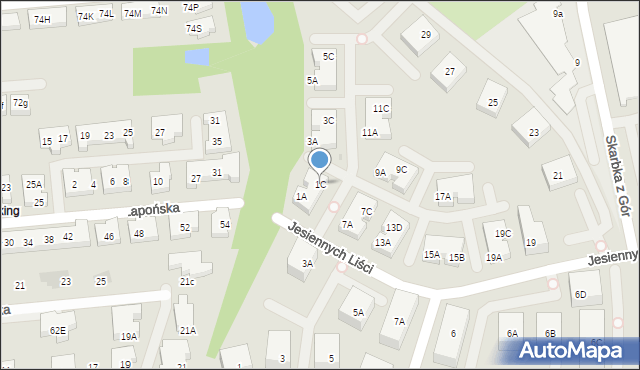 Warszawa, Jesiennych Liści, 1C, mapa Warszawy