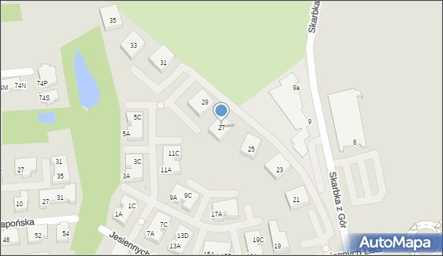 Warszawa, Jesiennych Liści, 27, mapa Warszawy