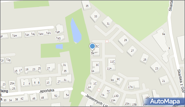 Warszawa, Jesiennych Liści, 5A, mapa Warszawy