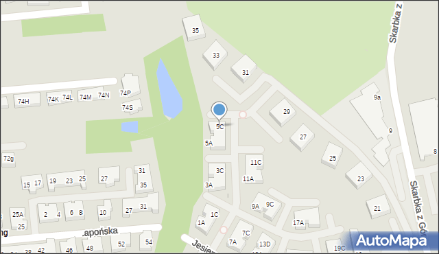 Warszawa, Jesiennych Liści, 5C, mapa Warszawy