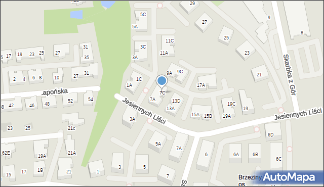 Warszawa, Jesiennych Liści, 7C, mapa Warszawy