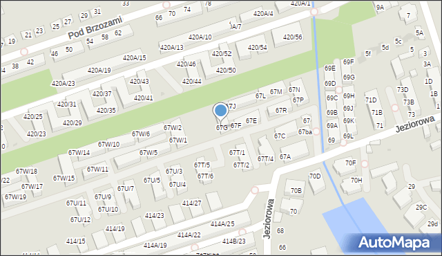Warszawa, Jeziorowa, 67G, mapa Warszawy