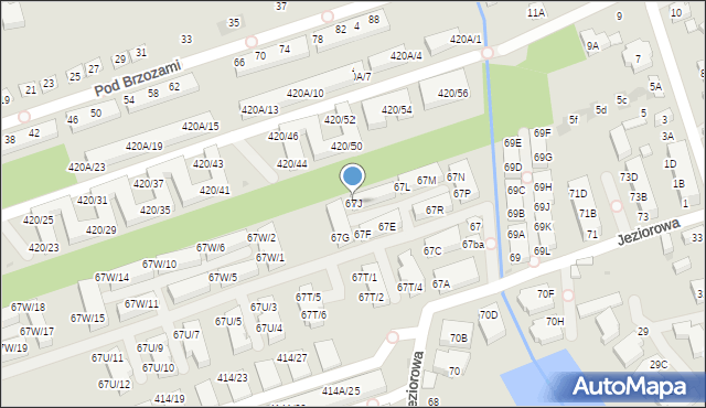 Warszawa, Jeziorowa, 67J, mapa Warszawy