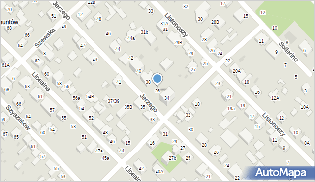 Warszawa, Jerzego, 36, mapa Warszawy