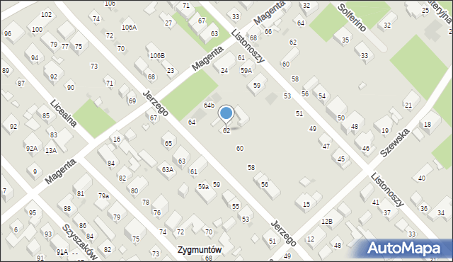 Warszawa, Jerzego, 62, mapa Warszawy