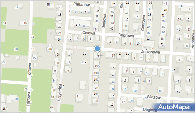 Warszawa, Jesionowa, 19, mapa Warszawy