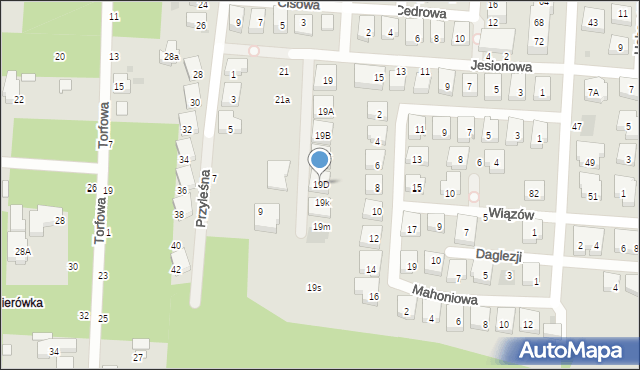 Warszawa, Jesionowa, 19D, mapa Warszawy