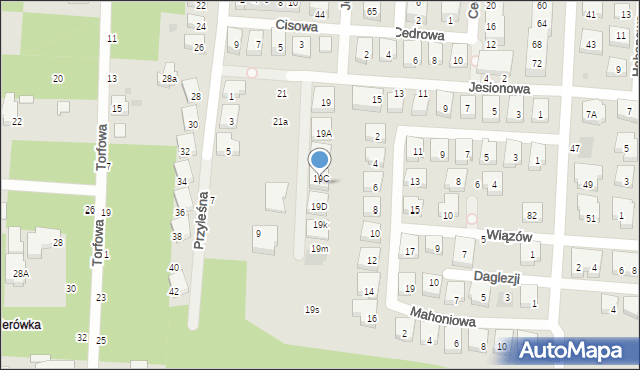 Warszawa, Jesionowa, 19G, mapa Warszawy