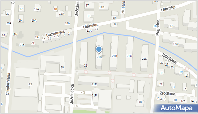 Warszawa, Jeździecka, 21A, mapa Warszawy