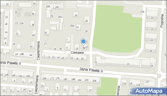 Warszawa, Jeździecka, 34, mapa Warszawy