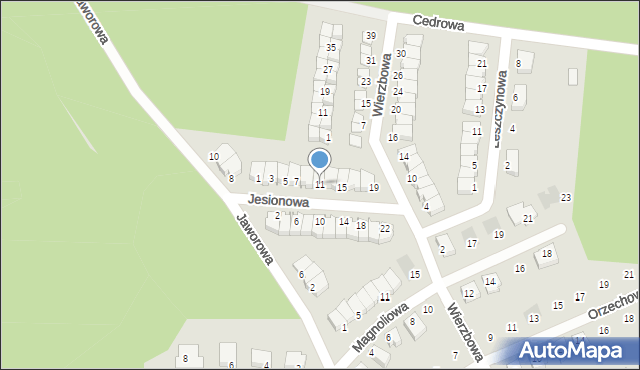 Wasilków, Jesionowa, 11, mapa Wasilków