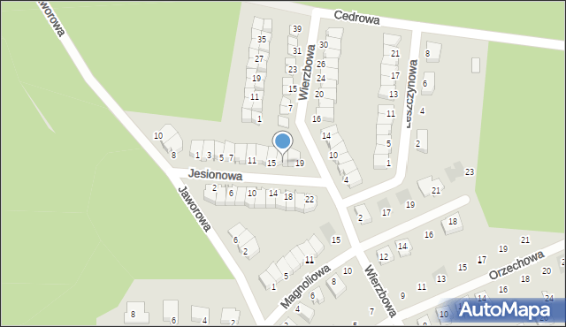 Wasilków, Jesionowa, 17, mapa Wasilków