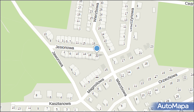 Wasilków, Jesionowa, 22, mapa Wasilków