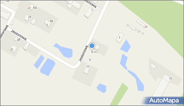 Wikielec, Jesionowa, 7, mapa Wikielec