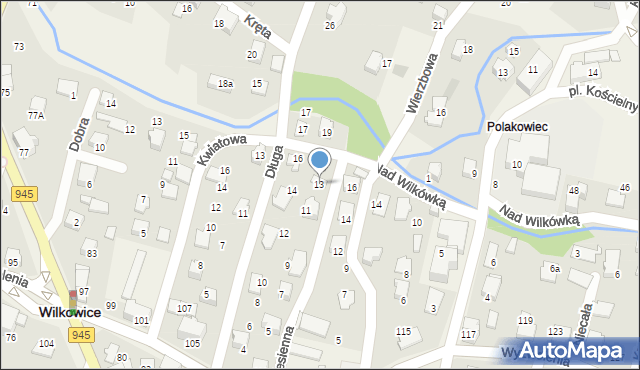 Wilkowice, Jesienna, 13, mapa Wilkowice