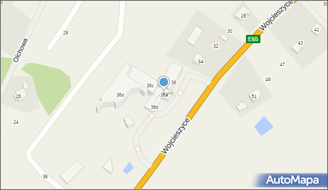 Wojcieszyce, Jeleniogórska, 36a, mapa Wojcieszyce