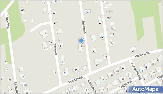 Wołomin, Jesienna, 5, mapa Wołomin