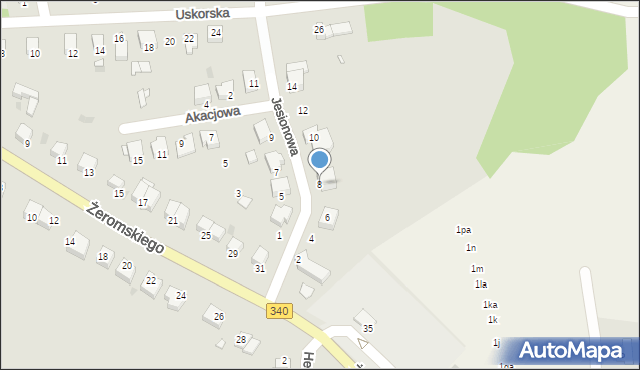 Wołów, Jesionowa, 8, mapa Wołów