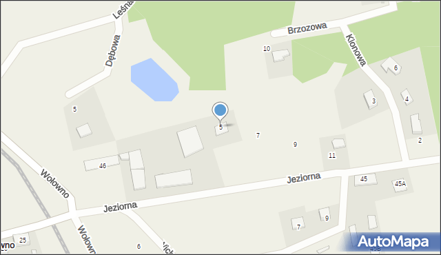 Wołowno, Jeziorna, 5, mapa Wołowno