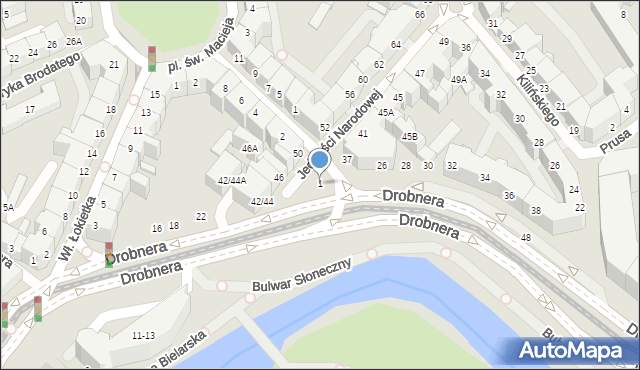 Wrocław, Jedności Narodowej, 1, mapa Wrocławia
