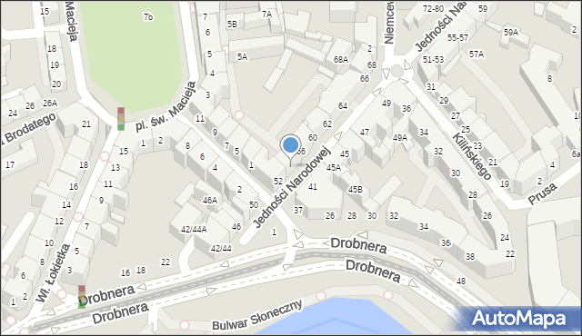 Wrocław, Jedności Narodowej, 54, mapa Wrocławia