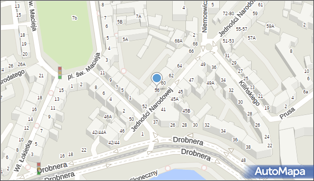 Wrocław, Jedności Narodowej, 56, mapa Wrocławia