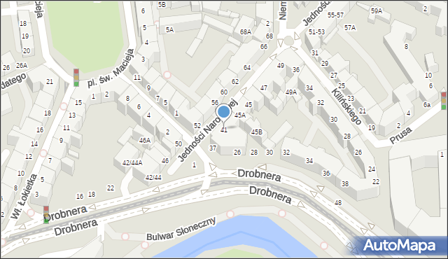 Wrocław, Jedności Narodowej, 41, mapa Wrocławia