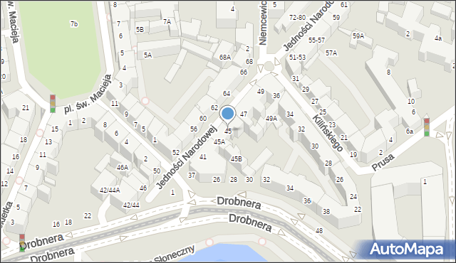 Wrocław, Jedności Narodowej, 45, mapa Wrocławia