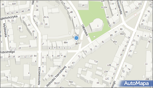 Wrocław, Jedności Narodowej, 88, mapa Wrocławia