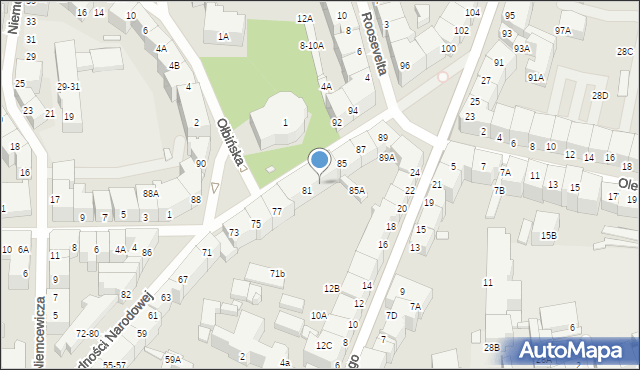 Wrocław, Jedności Narodowej, 83, mapa Wrocławia