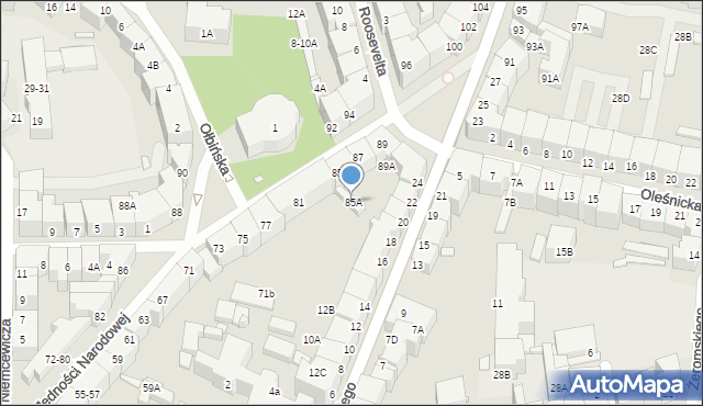 Wrocław, Jedności Narodowej, 85A, mapa Wrocławia