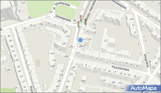 Wrocław, Jedności Narodowej, 109, mapa Wrocławia