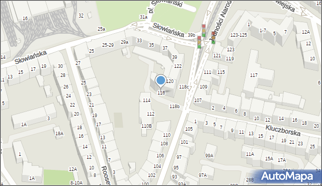Wrocław, Jedności Narodowej, 116, mapa Wrocławia