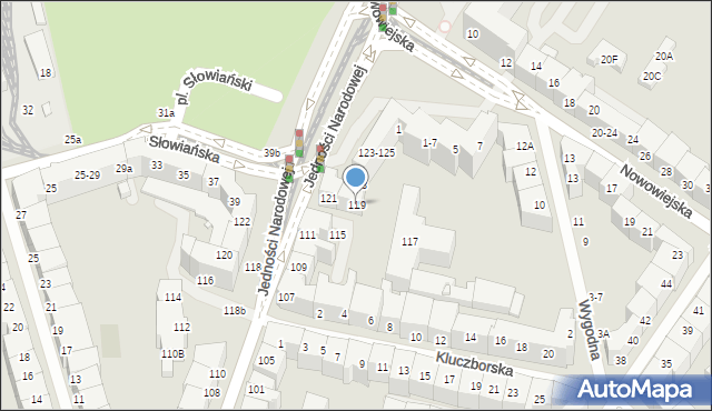 Wrocław, Jedności Narodowej, 119, mapa Wrocławia