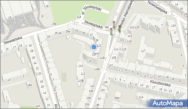 Wrocław, Jedności Narodowej, 120, mapa Wrocławia