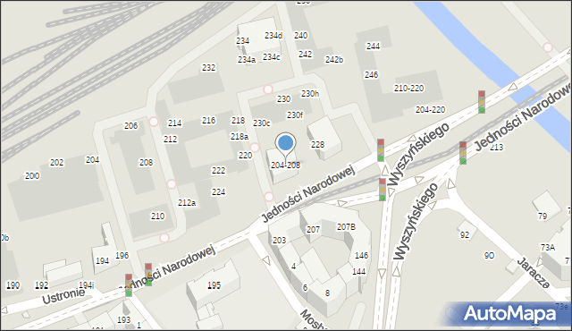 Wrocław, Jedności Narodowej, 204-208, mapa Wrocławia