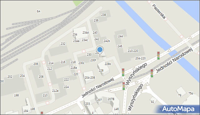 Wrocław, Jedności Narodowej, 230g, mapa Wrocławia