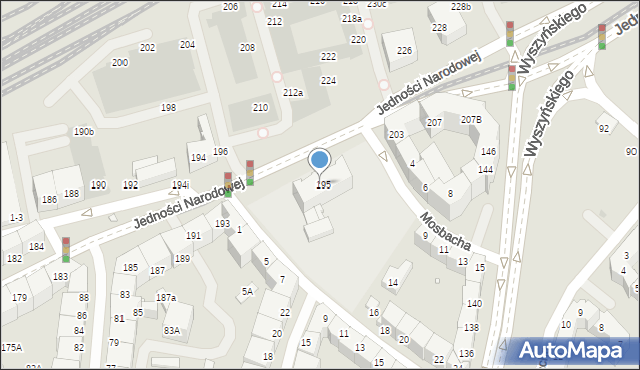 Wrocław, Jedności Narodowej, 195-201, mapa Wrocławia