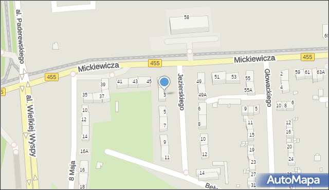 Wrocław, Jezierskiego Franciszka Salezego, ks., 3, mapa Wrocławia