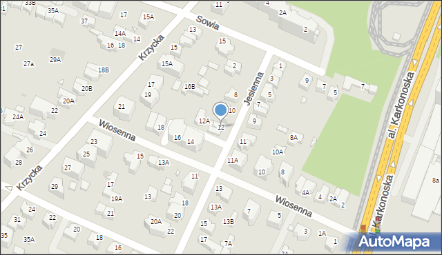 Wrocław, Jesienna, 12, mapa Wrocławia