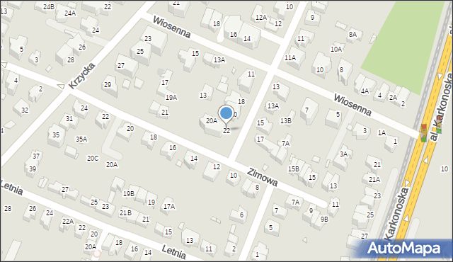 Wrocław, Jesienna, 22, mapa Wrocławia