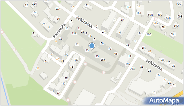 Wrocław, Jeździecka, 13a, mapa Wrocławia