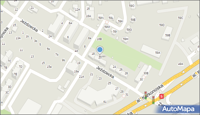 Wrocław, Jeździecka, 20, mapa Wrocławia