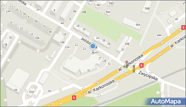 Wrocław, Jeździecka, 25, mapa Wrocławia