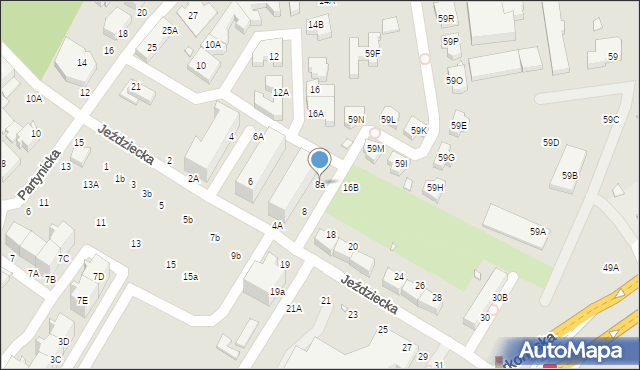 Wrocław, Jeździecka, 8a, mapa Wrocławia