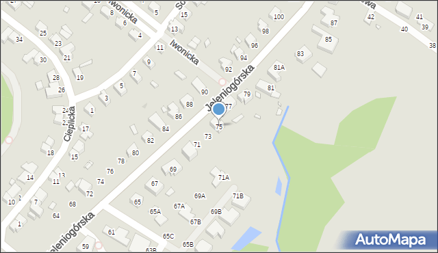 Wrocław, Jeleniogórska, 75, mapa Wrocławia