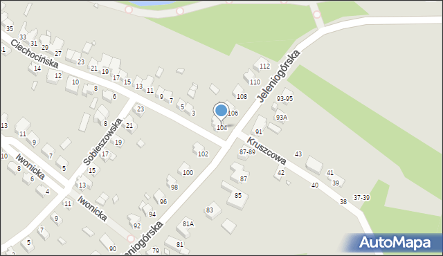 Wrocław, Jeleniogórska, 104, mapa Wrocławia